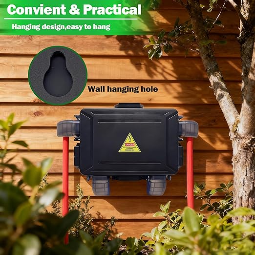 Small Outdoor Electrical Box (Inner 7.3 * 5.1 * 1.6) with Clear Waterproof Shield,Waterproof Extension Cord Cover,Weatherproof Connection Box with 4 Cable Entry for Plug,Connector(2PCS,Black)