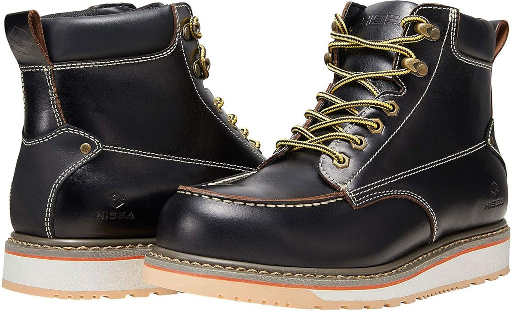 HISEA NINGO Work Boots for Men Steel/Soft Toe Boots,6” Water Resistant Slip Resistant Industrial & Construction Work Shoes, Composite Toe Working Boot