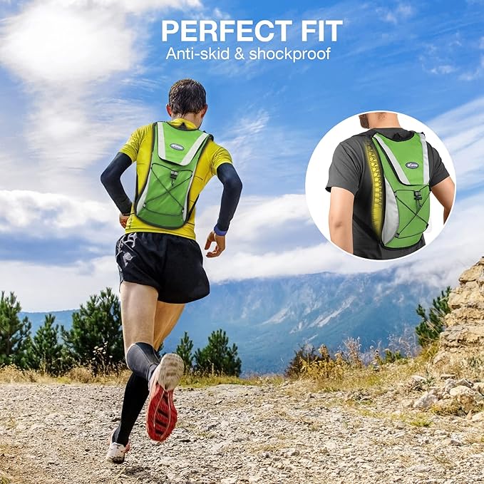 KUYOU Running Hydration Vest - Lightweight Insulated Hydration Backpack with 2L Water Bladder, Adjustable Chest Straps and Reflective Water Backpack for Running Marathon Race Hiking Cycling