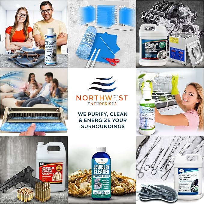 NORTHWEST ENTERPRISES Ultrasonic Eyeglass Cleaner Solution. Concentrated Ultrasonic Glasses Cleaner for use in Sonic and Ultrasonic Machines. (1)
