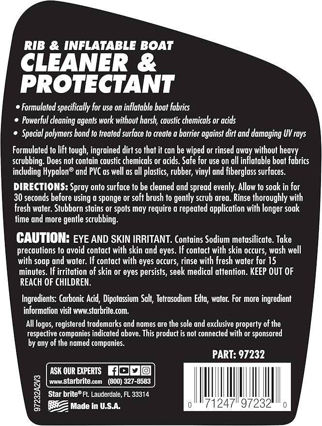 STAR BRITE Rib & Inflatable Boat Cleaner & UV Protectant Spray - Lift Dirt, Grime & Restore Color While Protecting Against Salt Deposits, Stains & Sun Damage 32 OZ (097232)