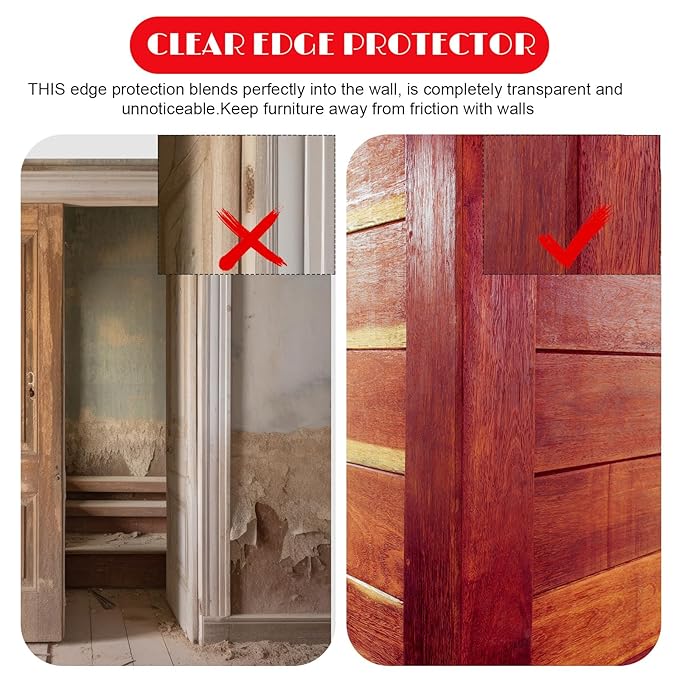 10 Pcs Wall Corner Protector, Clear Self-Adhesive Corner Protectors for Walls for Baby, Furniture, Door, Tables, Cover Sharp Furniture, Easy to Install(47.24" x 1.18")