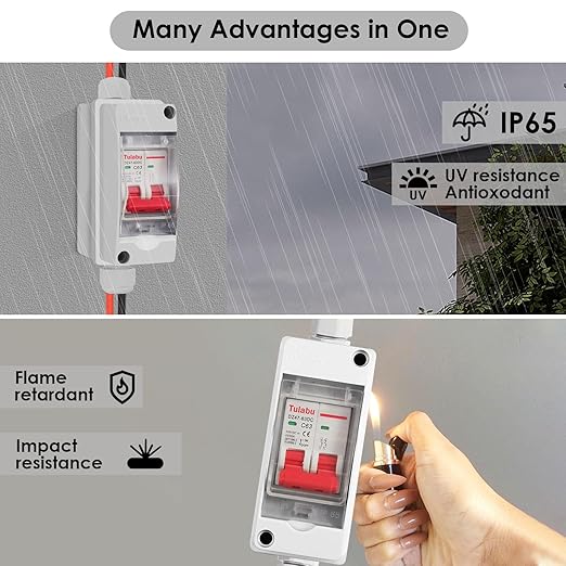 Solar Panel Disconnect Switch, Solar Disconnect Switch IP Water Proof DC Outdoor PV Miniature Circuit Breaker for Outdoor PV or AC Stystem and Home (32, Amps)