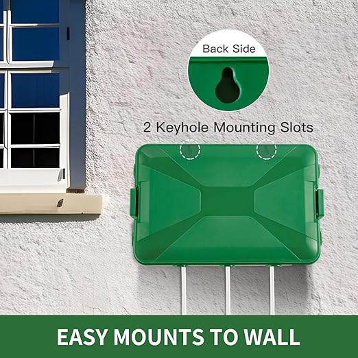 Large Outdoor Waterproof Electrical Box(12.9X 8.3 x 5.2 inch), IP54 Weatherproof Extension Cord Cover with 7 Cable Seal Entry, Protect Power Strip, Timer Outlet Plug, Holiday Light Decoration, Green