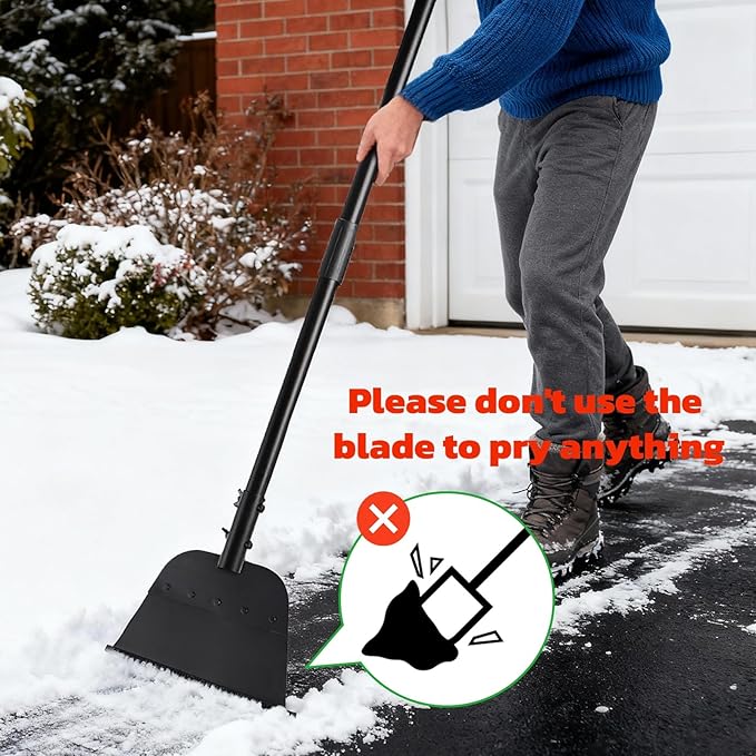 Flat Shovel, Ice Scraper & Ice Chopper, 54 Inch Garden Cleaning Scraper with Adjustable Handle, Heavy Duty Snow Shovel Tool for Driveway Sidewalk Road Outdoor Cleaning