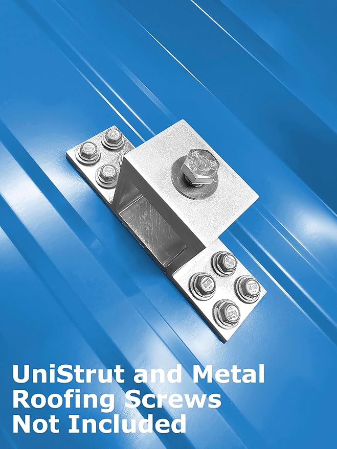 Metal Roof Mounting Bracket for Unistrut Channel & Solar Racking - Extruded 6061-T6 Aluminum – Four Screw Down Top Mounting Brackets for Slotted Framing Strut – (10 Pcs) (10)