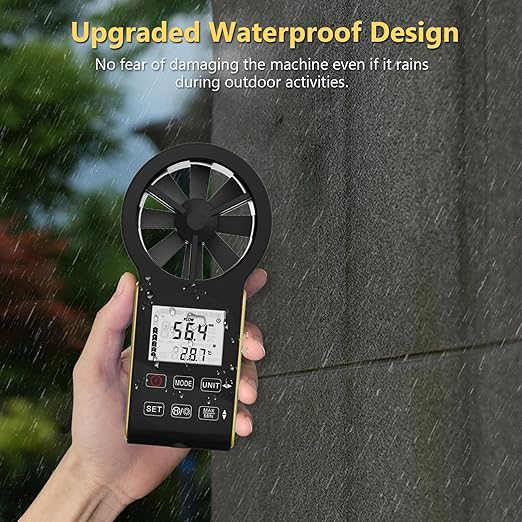 Handheld Anemometer CFM Meter, Rechargeable Digital Air Flow Wind Speed Gauge Meter CFM Measuring Device for HVAC Outdoor Sailing