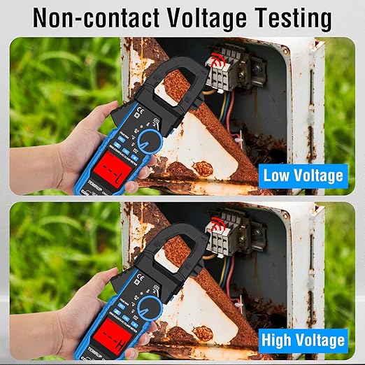Digital Clamp Meter Multimeter - TEMIRUP Auto-ranging 6000 Counts Amp Voltage Tester with D-Shaped Jaw VFD Mode, Measuring NCV, AC/DC Voltage AC Current Temperature Capacitance Resistance Continuity