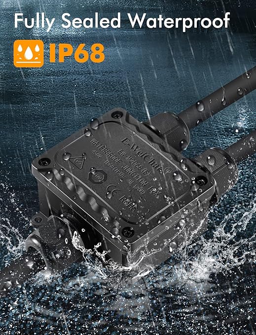 Junction Box - IP68 Waterproof 3 Way Electrical Junction Box M25 Electrical Boxes Project Enclosure Underground Cable Line Wires Power Cord Connector Protection 2 Pack
