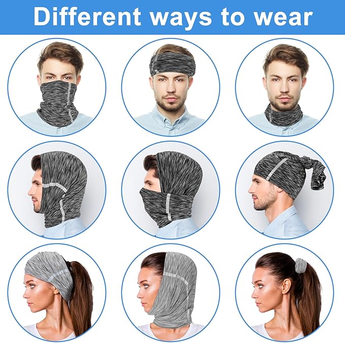 SATINIOR 4 Pcs Neck Gaiter for Men Reflective Face Mask Cover, UV Sun Protection Neon Balaclava Hi Vis Bandana for Work