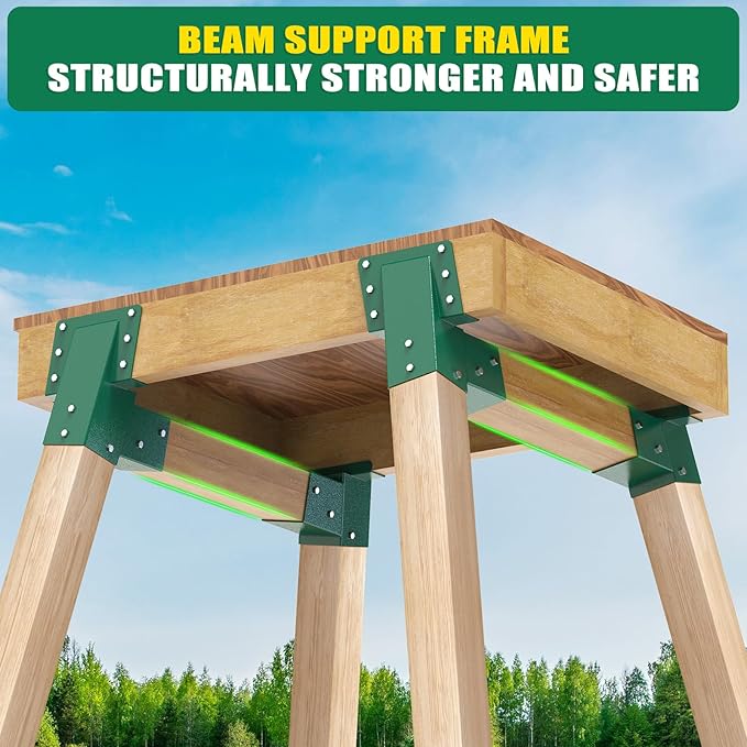 SELEWARE Deer Stand Brackets 4-Pack, Outdoor 4x4 Compound Angle Brackets, Elevator Bracket, Multi-Use Platform Bracket for Deer Stand, Hunting Blinds, Shooting Shack, Observation Decks, Tree Houses