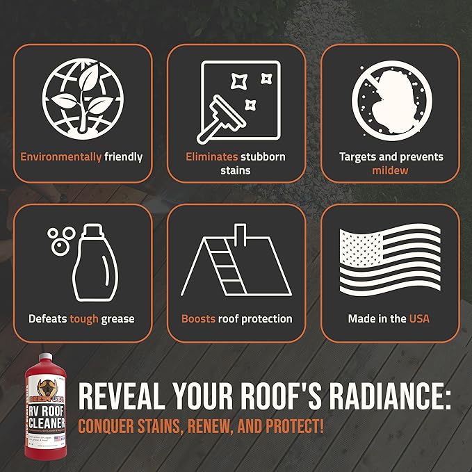 BEEST RV Roof Cleaner (32 Oz Super Concentrated Makes 5 gallons) - Roof Cleaner & Degreaser - Removes Dirt & Stains - Easy to Use - Best For Cleaning RVs, Campers, Trailer, Metal Building, Motorhomes
