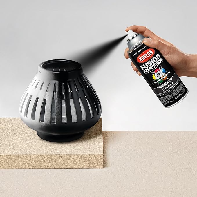 Krylon Fusion All-In-One Adhesive Spray Paint for Indoor/Outdoor Use, 12 oz, Black