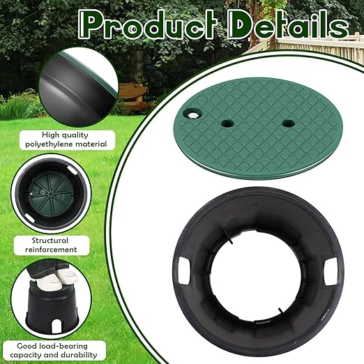 Tandefio 3 Pcs 910 Electrical Splice Box 10 Inch Diameter Underground Electrical Junction Box Inground for Outdoor Wiring Splices (Black)