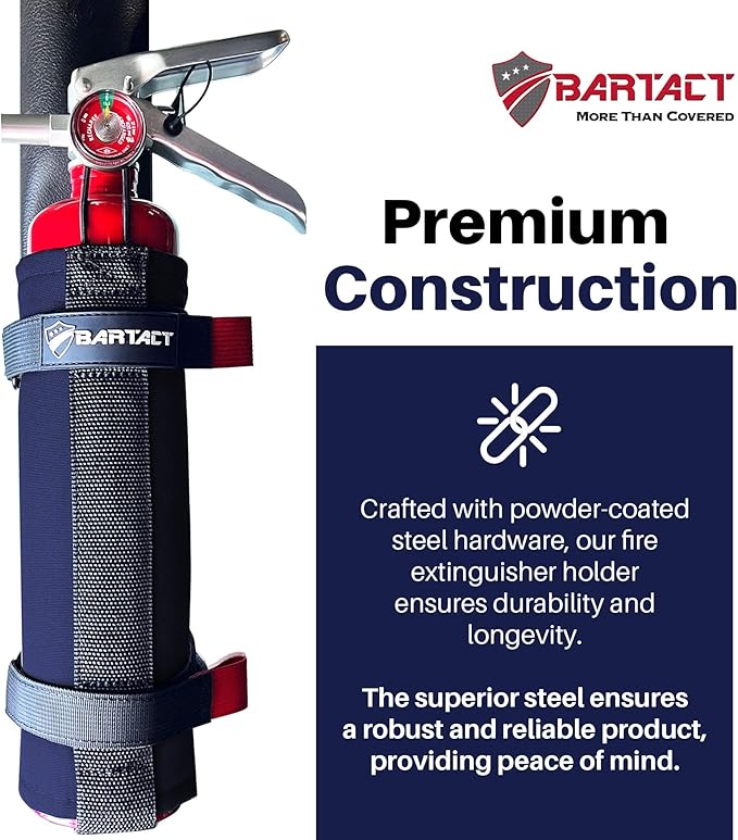 Bartact - 2.5 lb Roll Bar Fire Extinguisher Mount for Vehicle Holder, Adjustable Fire Extinguisher Holder Mount, US Made Universal Vehicle Fire Extinguisher Holder Fits All Roll Bars (Navy)
