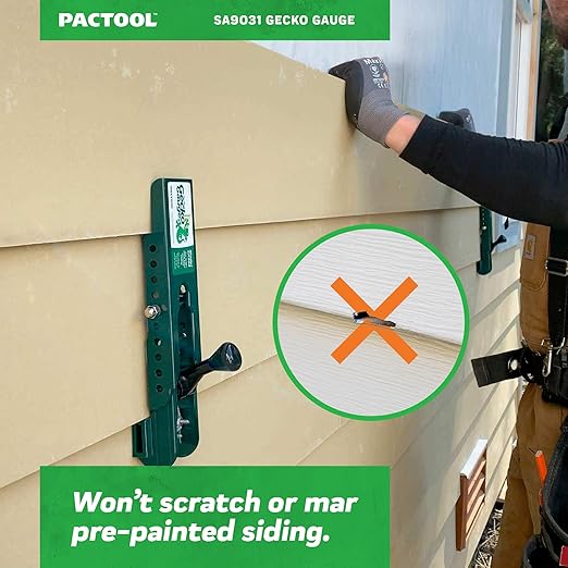 PacTool SA9031 Gecko Gauge Siding Mounting Kit With Pouch - For Use with 5/16-Inch Fiber Cement Siding, James Hardie's Updated HZ5 Series - Lap Siding Gauge - Essential Siding Tools