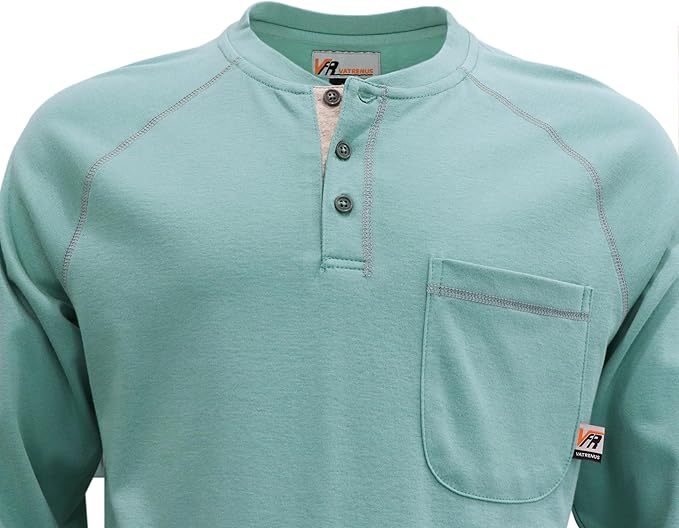 VATRENUS FR Shirts Henley 5.5oz 100% Cotton Flame Resistant Long Sleeve T-Shirts