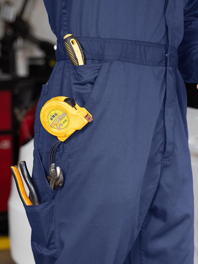 Coveralls for Men Long Sleeve Cotton Blend Work Jumpsuit with Multi Pockets Utility Work Wear