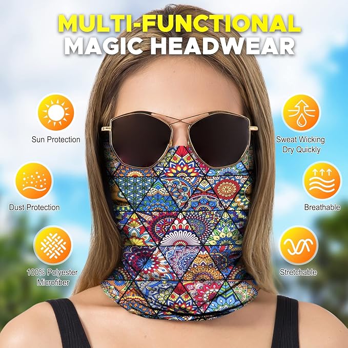 JOEYOUNG Headwear, Bandana, Neck Gaiter Head Wrap Headband Balaclava Magic Scarf