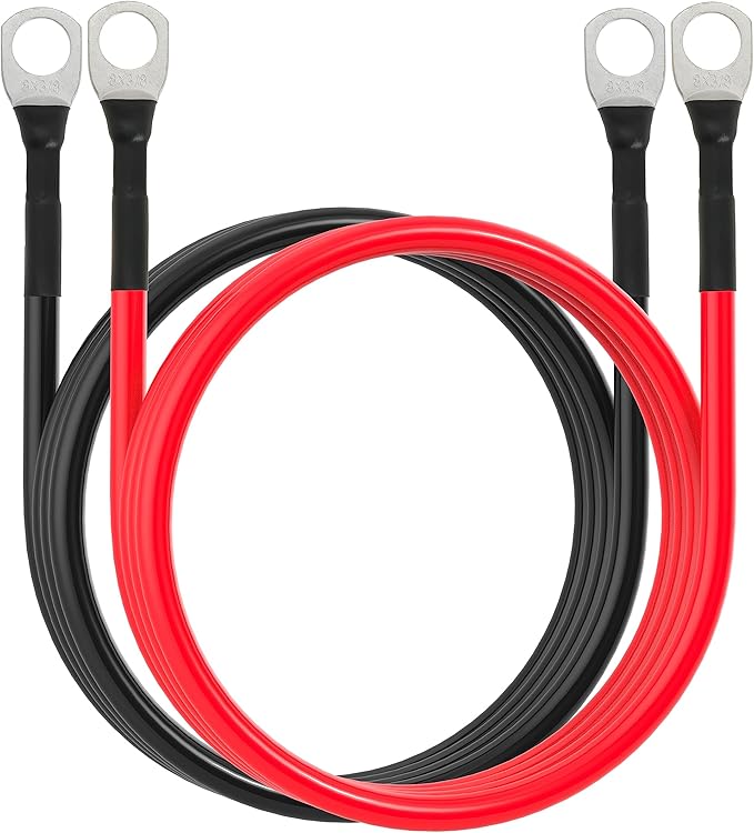8 AWG Battery Cable 8AWG Gauge Battery Inverter Cables for Automotive Solar Marine Boat RV Car Motorcycle (8 AWG, 4FT, 3/8")