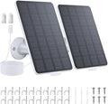 3W Solar Panel for Battery-Powered Security Cameras,USB-C & Micro USB Solar Charger for Wireless Outdoor Cameras,IP65 Waterproof, 9.8ft Cable, 360° Adjustable Mount (White, 2 Pack)