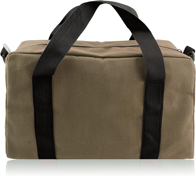 Small Tool Bag,Close Top Wide Mouth Tool Organizer Bag,Large Capacity Tool Bags for Men,Canvas Tool Storage Bag for Storage Handbag for Screwdrivers,Wrench,Pliers Hand Tools (Khaki, 18 Inch)