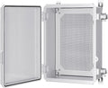 Junction Box, IP67 Waterproof Plastic Enclosure for Electrical Project, Hinged Grey Cover, Includes Mounting Plate and Wall Bracket (Grey Cover, 14.6"×10.6"×5.9")