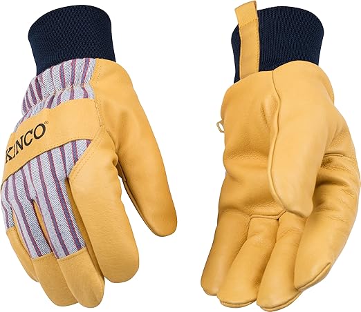 Kinco, 1927KW-L, Lined Premium Grain Pigskin Palm with Knit Wrist, Large