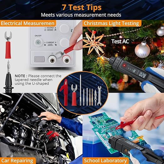Neoteck 3 in 1 Pen Type Multimeter with Phase Sequence Detection 6000 Counts Digital Multimeter Voltage Tester with LCD Display for AC/DC Voltage Resistance Diode Continuity Capacitance Frequency