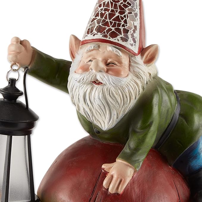 Zingz & Thingz Day & Night Garden Décor Solar Statue Figurine, 5.5x8.5x13, Gnome Mushroom
