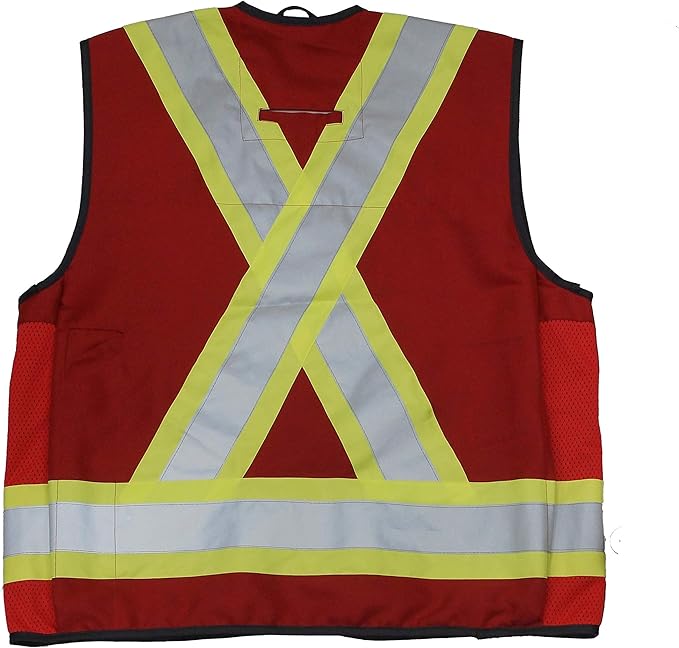 Viking Open Road Surveyor Safety Vest - Class 2 Reflective Polyester Twill with 14" Zippered Pack on Back, Plentiful Pockets