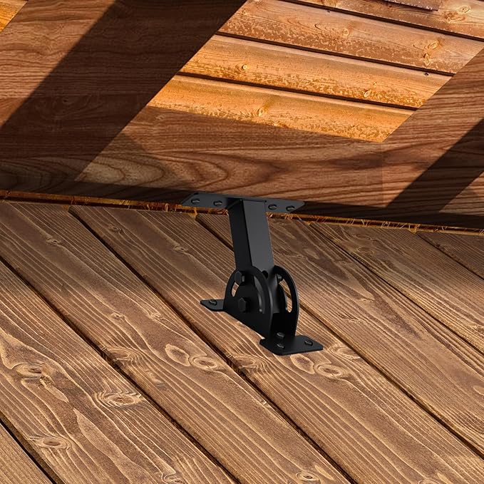 Heavy Duty Roof Riser Brackets Kit, 3 Pcs, Adjustable Angle Pergola Brackets, Black Powder-Coated, Carbon Steel, Wall Mount