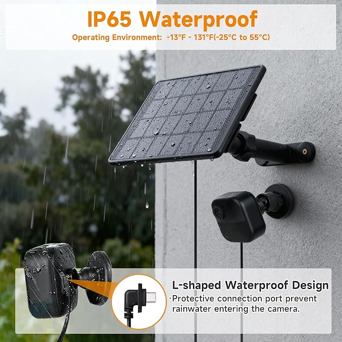 Solar Panel for Blink Outdoor 2K+/4(4th Gen)/Outdoor(3rd Gen) XT3 and XT2/XT Camera,6W Solar Charger for Blink with 360° Adjustable Mount 5.9in to 8.7in,9.84ft Outdoor Power Cable,Waterproof