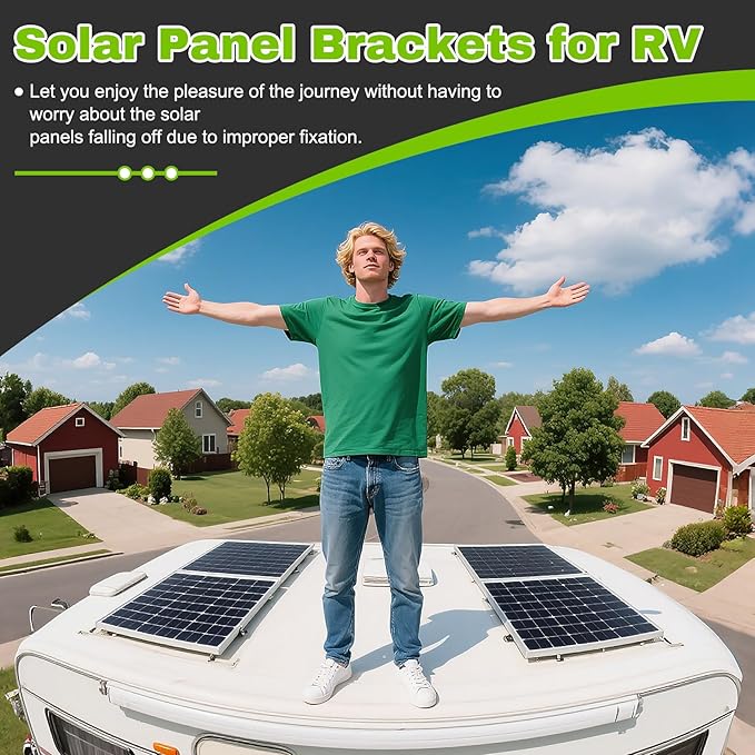 8 Pack 45inch Adjustable Solar Panel Tilt Mount Brackets with Foldable Tilt Legs for 45" Panels | 2400Pa Windproof Adjustable Brackets Kit for RV/Roof/Ground Fits EcoFlow/Jackery/Bouge RV