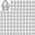 Blulu 100 Pcs 1/8 Inches M3 Stainless Steel Cable Wire Rope Clip Large U Bolt Saddle Guy Fastener 304 Stainless Steel Fastener Cable Wire Rope Clamps, Connect 2 Layers of Wire to Form a Loop