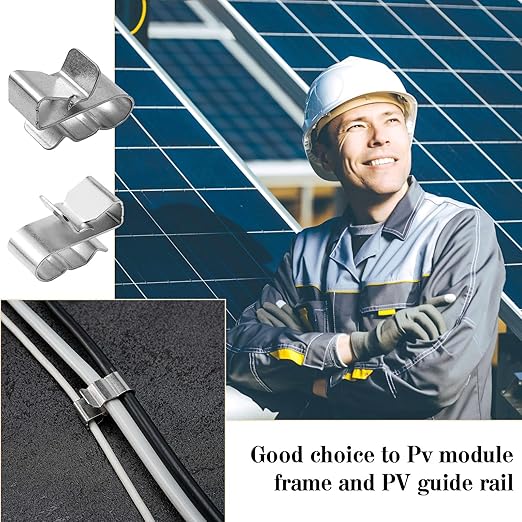 70 PCS Trailer Frame Wire Clips Stainless Steel Clip Metal Cable Clips for PV Wiring Boat Cable Solar Panel Clamps for Automotive Wires Management (Silver)