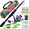 Fishing Rod and Reel Combo - 6.9ft Telescopic Spincast Rod with Left Handed Baitcasting Reel Combos - Sea Saltwater Freshwater Ice Bass Fishing Tackle Set - Fishing Rods Kit