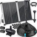 Antfraer 55W Solar Pond Filter with Water Pump, Solar Pond Filter Box with with 580GPH Pump & Fountain Kit & 6.6FT PVC Tubing for Outdoor Ponds Gardens Fountains Waterfalls Water Features