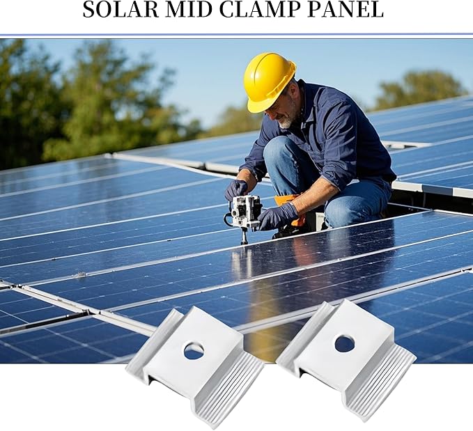 Solar Panel Mid Clamps Solar Bracket Aluminium Mounting Accessories for Solar Panel Mounting (50)