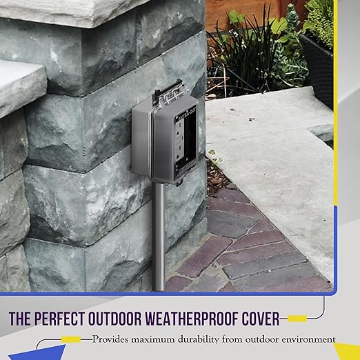 ENERLITES Outdoor Outlet Cover Extra-Duty in-Use Weatherproof Outdoor Decorator/GFCI Receptacle Outlets, Weatherproof Enclosure, 1-Gang 6.25” H x 3.5” W x 3.25” D, Clear Cover, IUC1V-D