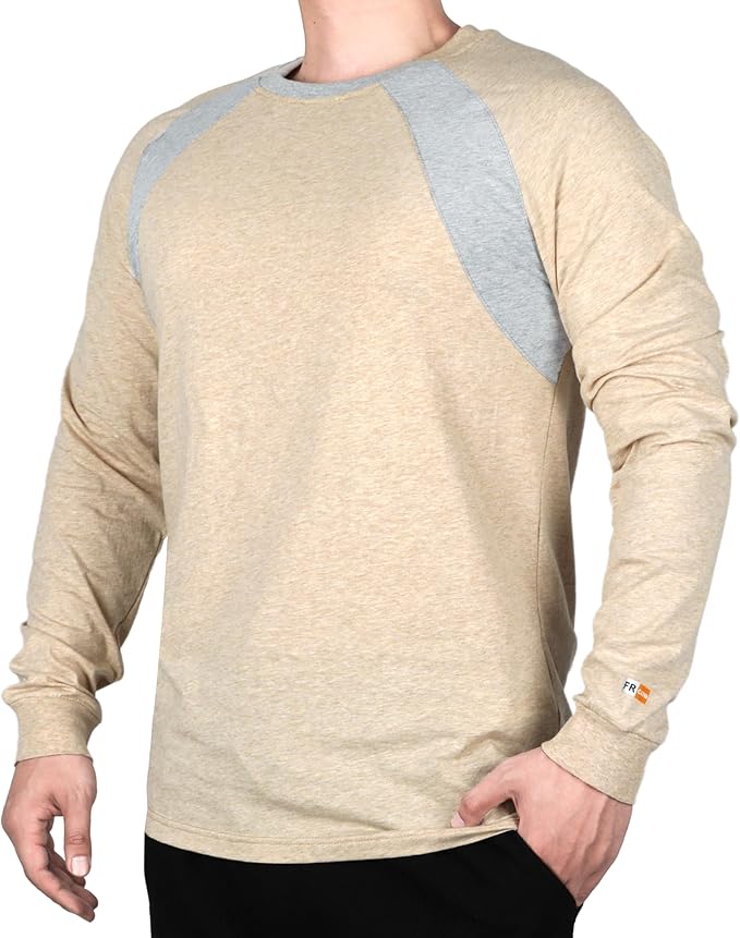 KONRECO FR Shirts for Men Summer Two Tone 4oz Lightweight Flame Resistant/Fire Retardant CAT1 Work T-Shirt Baselayer