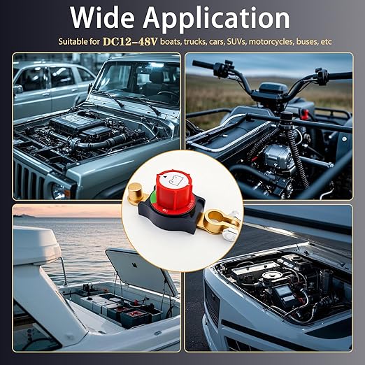 2025 New Top Post Battery Disconnect Switch,12-48V Car Battery Kill Switch,Suitable for 17-18 mm terminals,Battery Disconnect Switches are Mainly Used in Automobiles, Rvs, Boats, Solar Panels