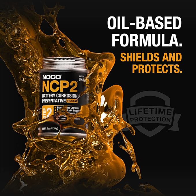 NOCO NCP2 CB104 4 Oz Oil-Based Brush-On Battery Corrosion Preventative, Corrosion Inhibitor, and Battery Terminal Protector Grease