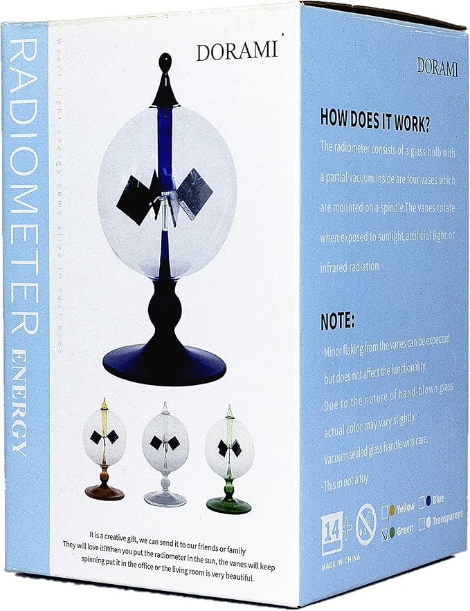 Green Solar Power Radiometer Crookes Solar Energy Spinning Vanes Glass Windmill Gift Home Desk Decoration