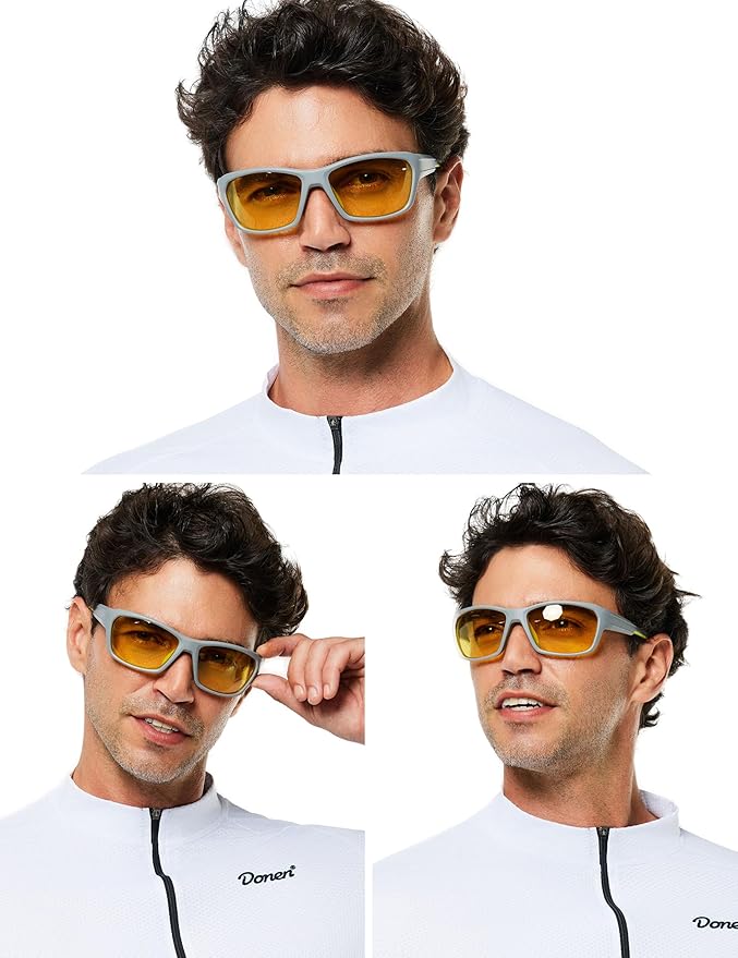BIRCEN Night Vision Glasses for Driving: Running Cycling Sport Night Anti Glare Yellow Glasses for Men Women