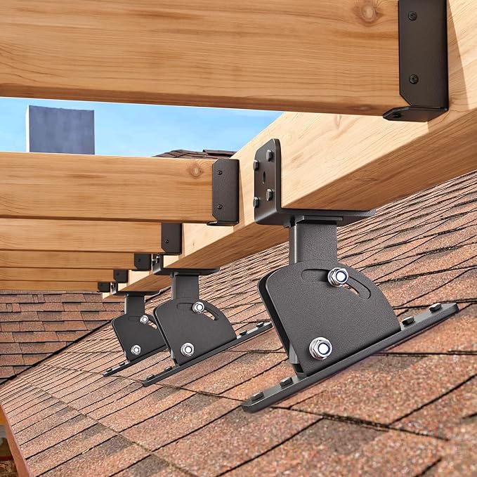 Roof Riser Brackets, Stainless Steel 4x4 (Actual Size:3.5"×3.5") Adjustable Angles Saddle Roof Riser Brackets for Patio Cover for Patio Cover Roof Gazebo, 1Pack