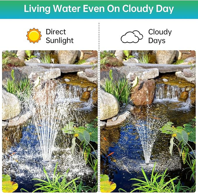 Antfraer 40W Solar Pond Filter with Water Pump, Pond Filter Box with Pond Filter Box, Pond Pump with 6.6ft Clear Tubing for Outdoor Pond Waterfall Garden Fountain Water Feature