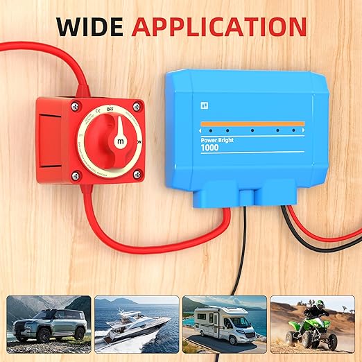 Battery Disconnect Switch 12V 48V Marine Battery Cut Off Switch 300A Heavy Duty Ignition Protected On/Off Battery Kill Switch for Car Boat RV ATV UTV Vehicles