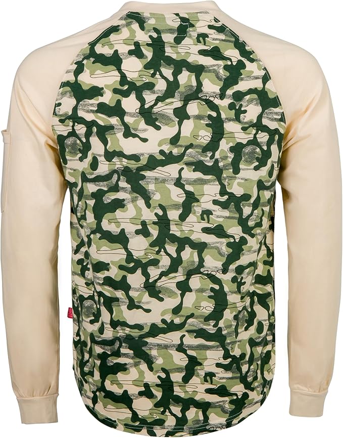 BOCOMAL FR Shirts 6oz Lightweight Flame Resistant Long Sleeve Henley Shirt Fire Retardant Workwear NFPA2112 CAT2
