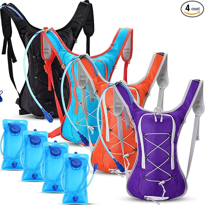 4 Pack Hydration Backpack with 2L Water Bladder Lightweight Hydration Backpack Pack for Men Women Hiking Cycling Camping Running Climbing